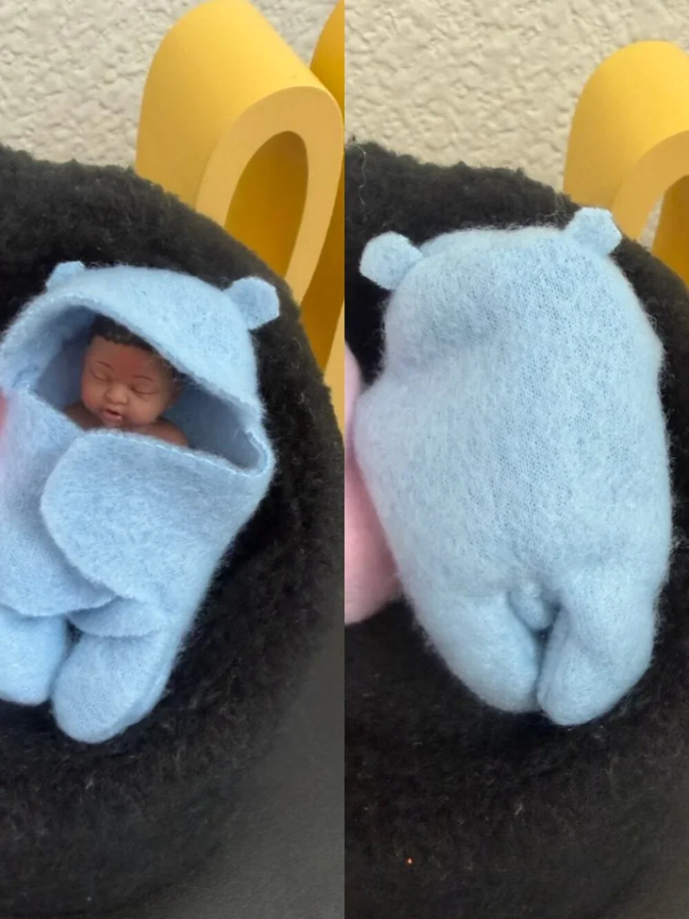 Bear Swaddle Blanket for Doll Babies 3 inches - Plush Design